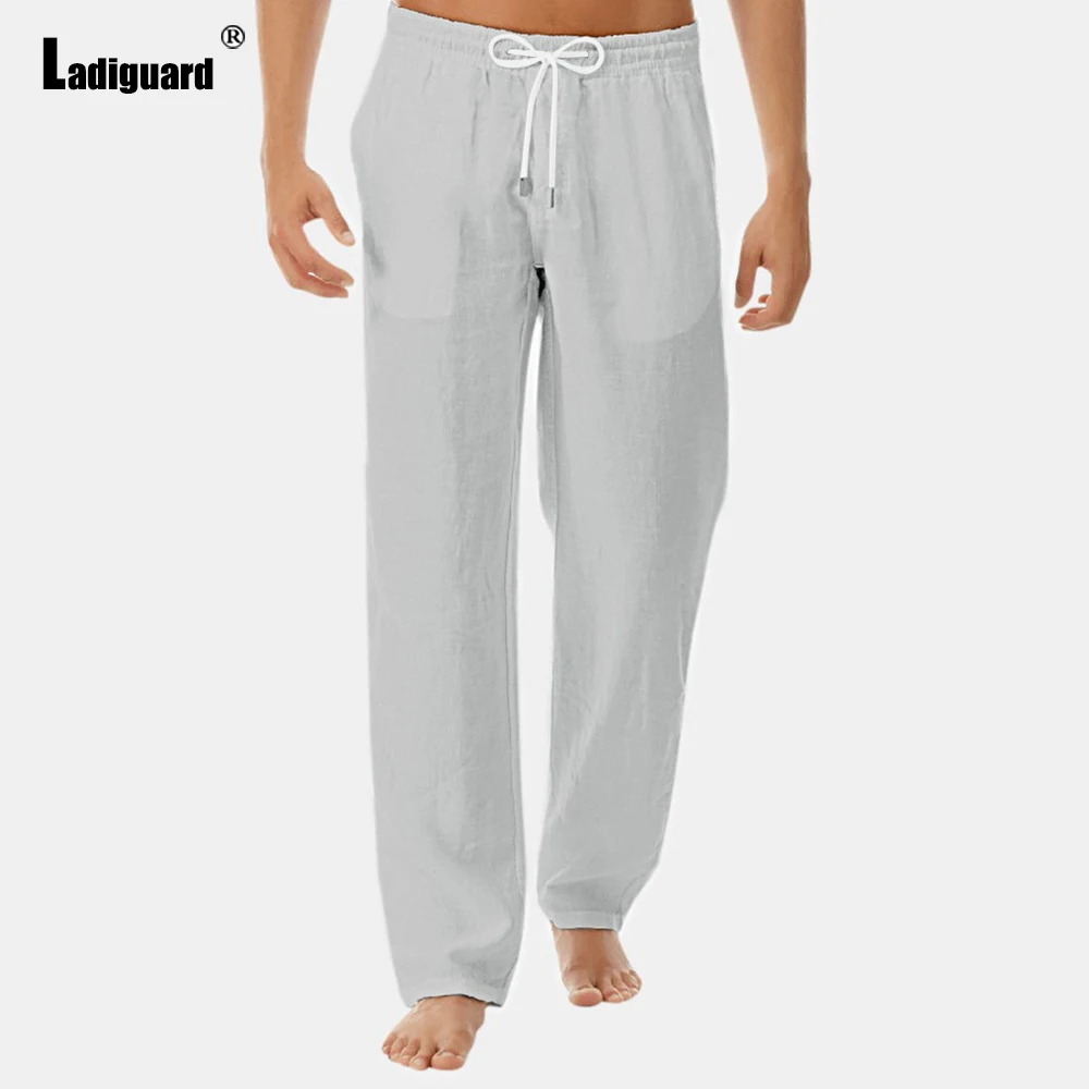 Plus Size 3xl Men's Stand Pocket Gray Linen Pants Casual Drawstring Trouser Autumn Fashion Hip Hop Sweatpants Men Streetwear