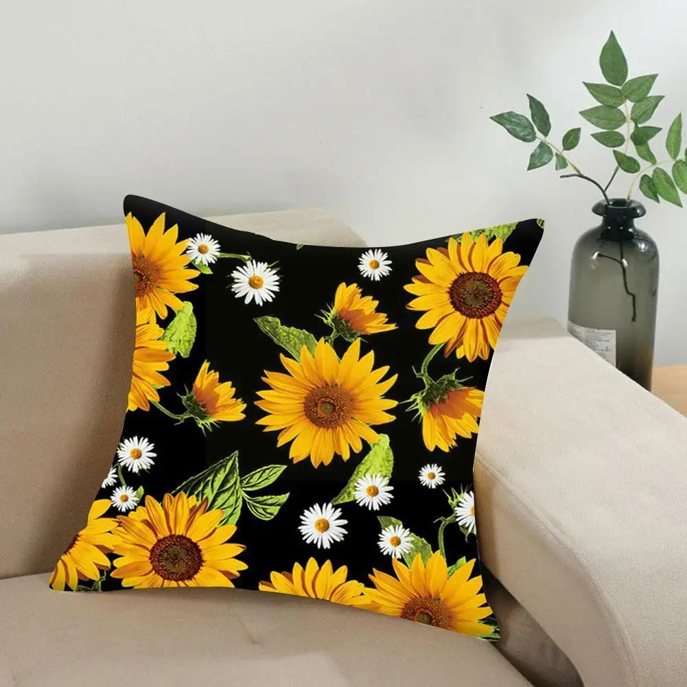 

New Sunflower Cushion Cover Daisy Flowers Pillow Cover Polyester Pillow Living Case For Car Decoration Bedroom Home Throw R B1C1