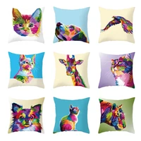 cartoon multicolored animals printing pillowcase bedroom car cushion case home decorative polyester peachskin sofa pillow cover