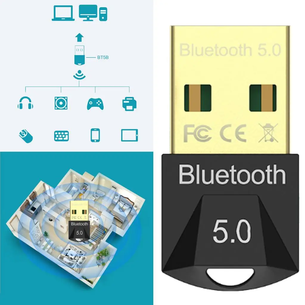 Adaptador Bluetooth 5,0 para PC, Mini Dongle USB, transferencia inalámbrica para PC,...