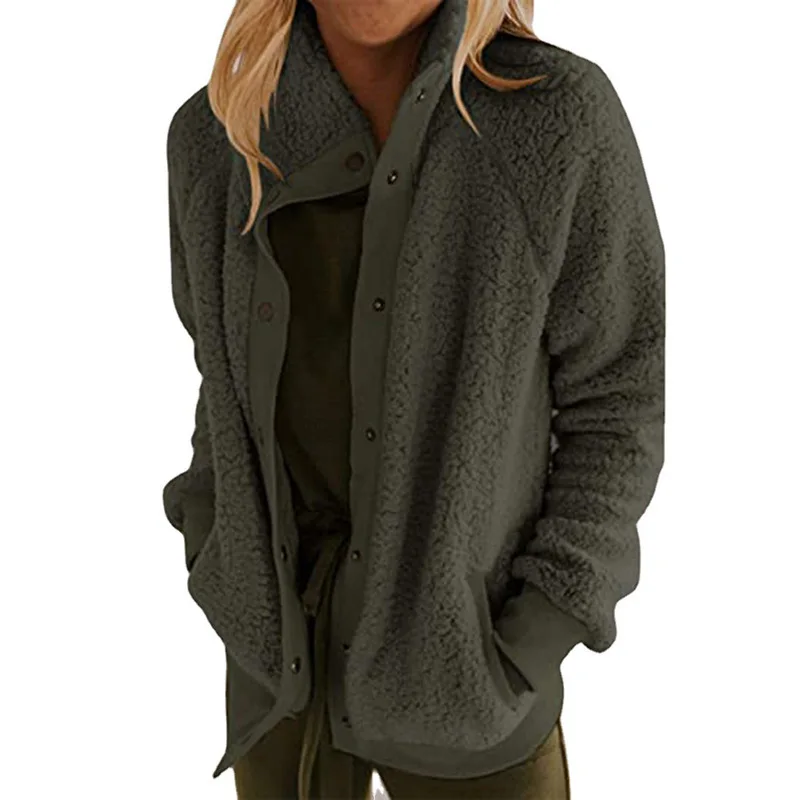 

Wool Long-Sleeved Jacket Fall Winter Hoodies Women's Cardigan Hoodie Kawaii Lapel Casual Sweatshirts Loose Coat Outwear Ladies