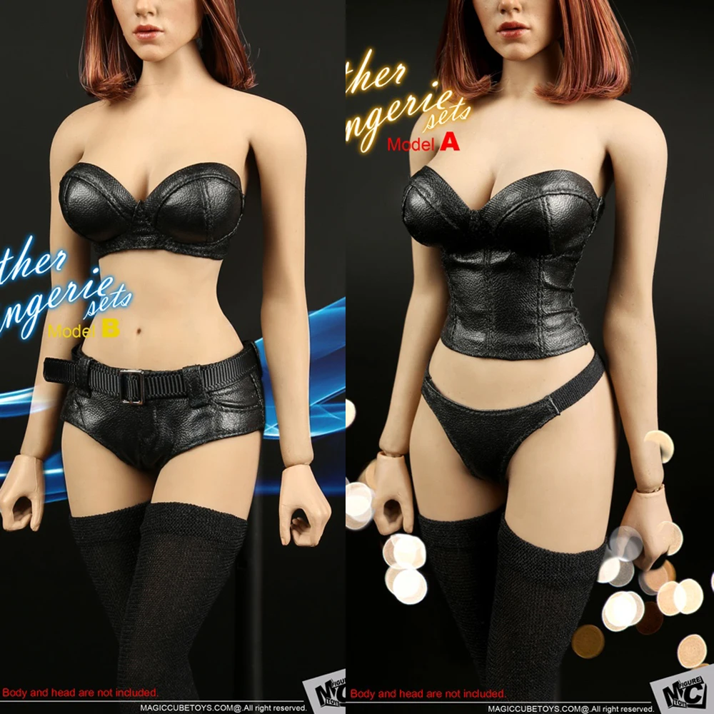 

MCTOYS F-049 1/6 женские кожаные шорты, обтягивающие грудь, кожаное нижнее белье, чулки для 12-дюймовых кукол в наличии