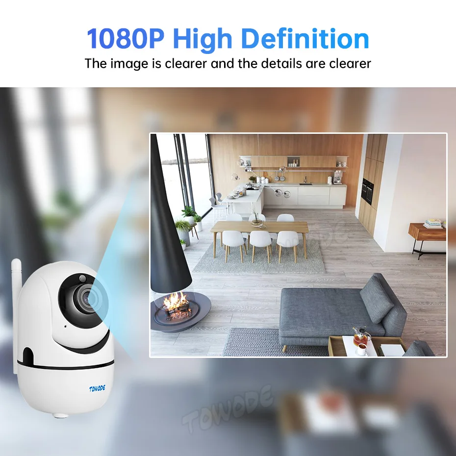TOWODE 2PCS HD 1080P камера Smart Tuya App Control Домашняя безопасность WIFI Крытая видеонаблюдения
