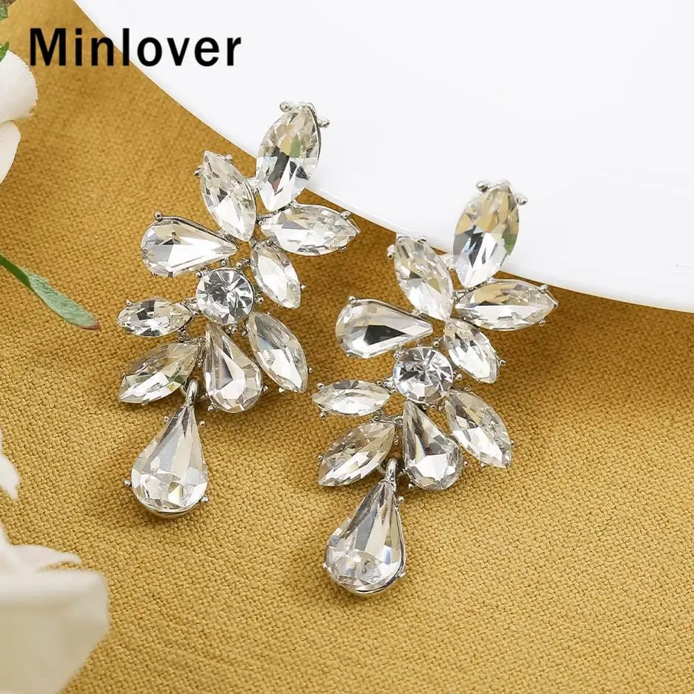 

Minlover милые конские глаза кристалл лист форма свадебные серьги для женщин золотые каплевидные капли Свадебные ювелирные изделия серьги MEH1704