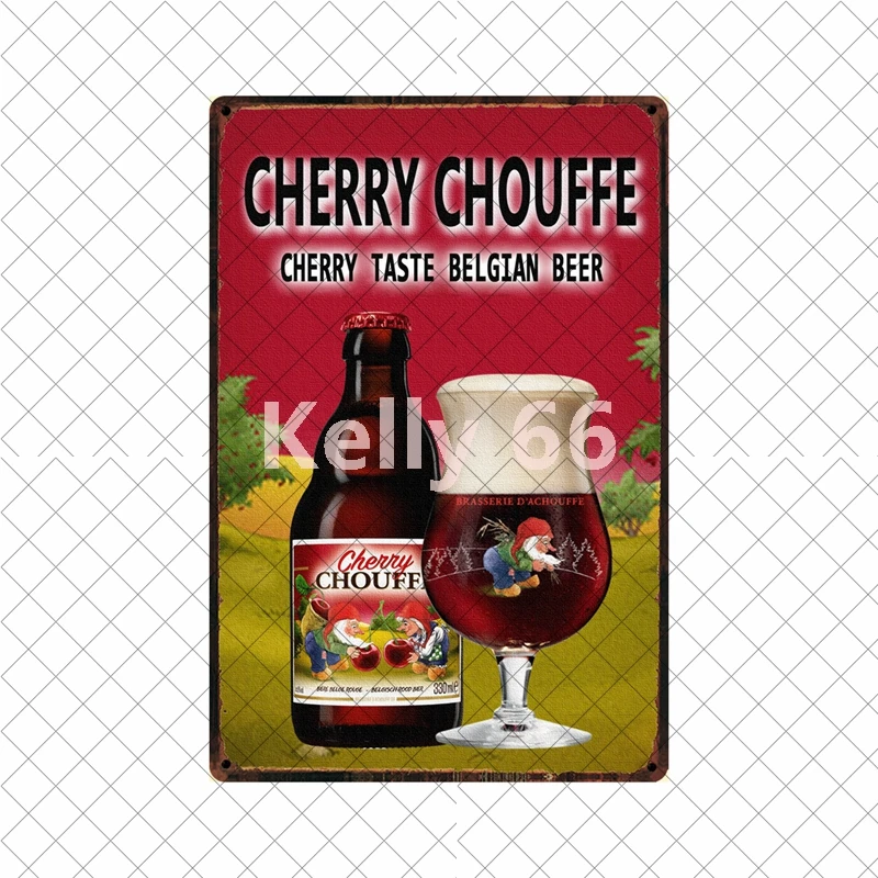 [Kelly66] бельгийское пиво La Mc Cherry Nice CHouffe Bok жестяное искусство металлический знак