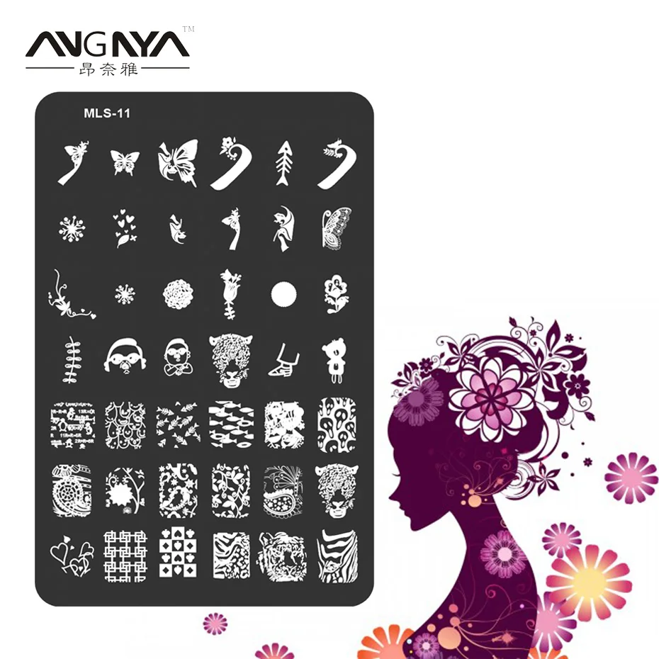 ANGNYA 1 шт. МЛ серия пластина с изображениями для нейл-арта Нержавеющая сталь