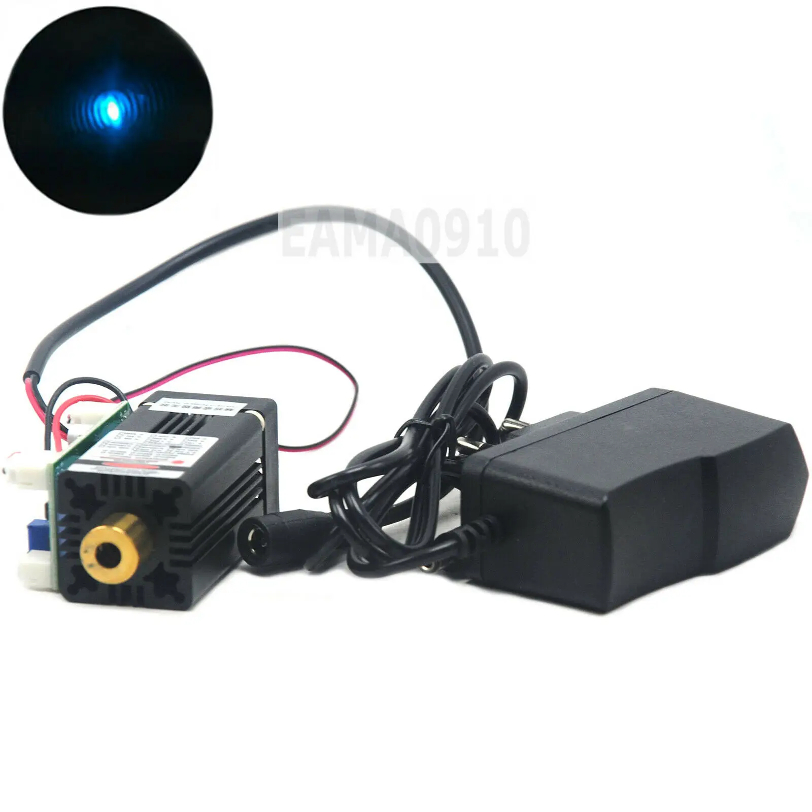 Focusable 488nm 60mW Dot Cyan-Blue Ray Laser Module Head w/12V Adapter & Fan