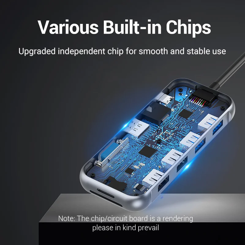 USB-хаб Vention с Type-C 4K HDMI RJ45 VGA мультиusb 3 0 PD-адаптер для MacBook Pro 2020 USB-C 1 разветвитель 10 в