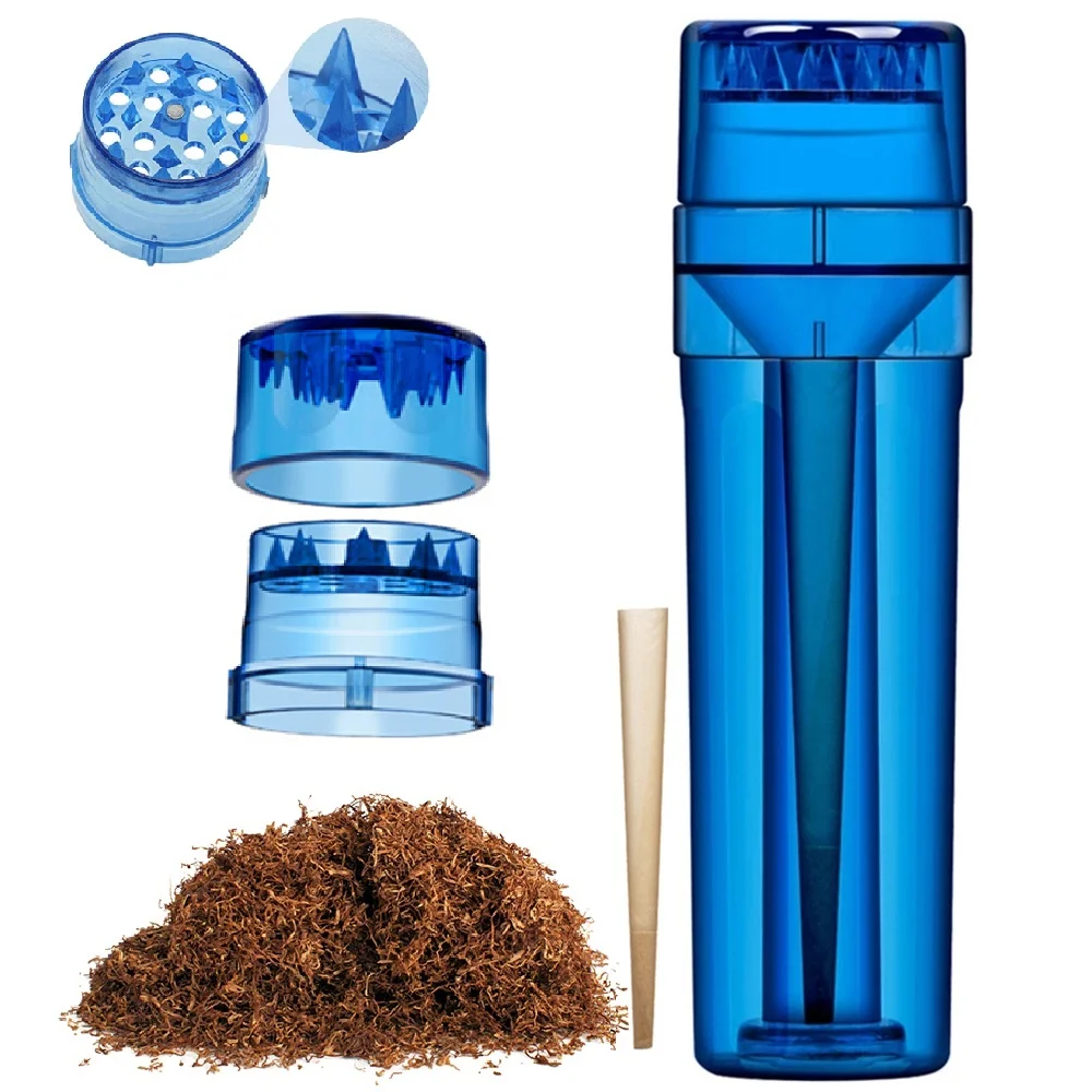 

4-Layers Rolling Paper Cigarette Grinders DIY Manual Tobacco Crusher Transparent Horn Tube Cigarette Device Smoking Grind Tools