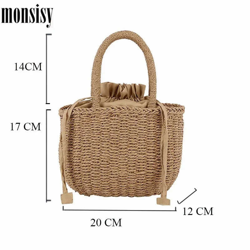 Monsisy New Woven Bag For Women 2020 Straw Girl Basket Tote Summer Holiday Vacation Bohemian Handmade Rattan Beach Bags | Багаж и сумки