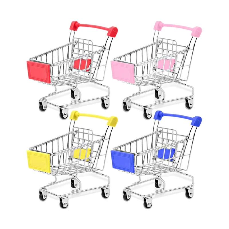 

Mini Supermarket Handcart,4Pcs Mini Shopping Cart,Supermarket Handcart Toy Model,Toy Cosmetic Storage,Sundries Storage