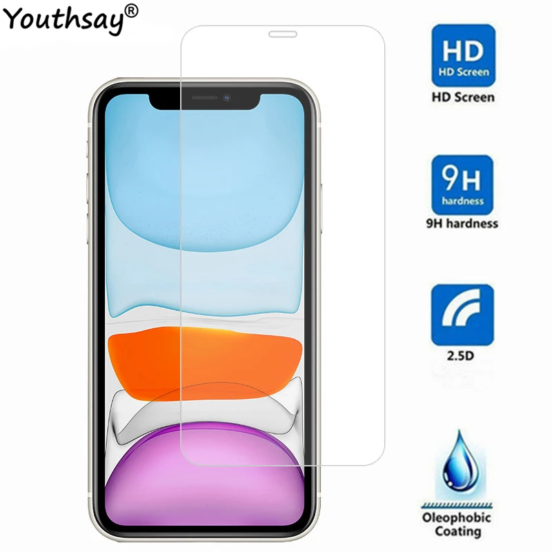 Protector de pantalla de vidrio templado 9H para iPhone 11, Protector de pantalla de vidrio para iPhone 12 Pro Max 12 Mini, 2 uds.-1
