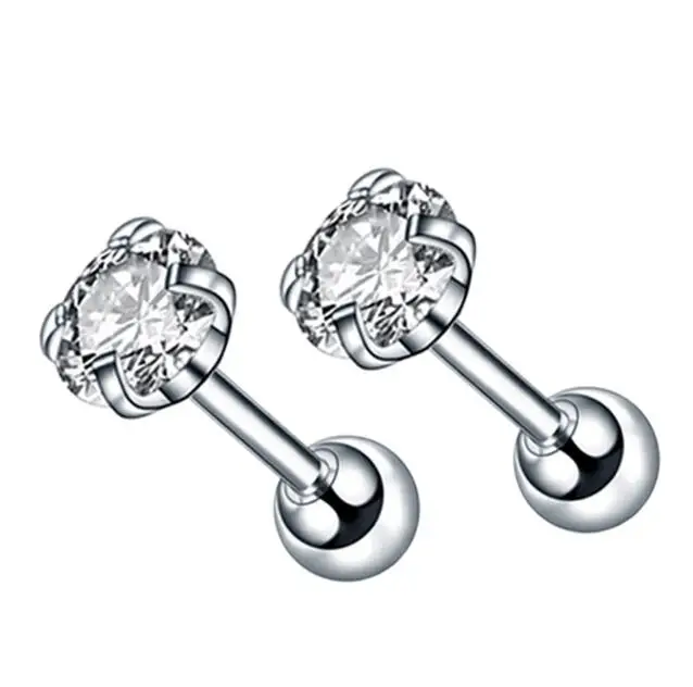 2PC Simple Claw Zircon Ear Nail Stainless Steel Cartilage Stud Earrings for Women Bone Puncture Helix Piercing Jewelry | Украшения и