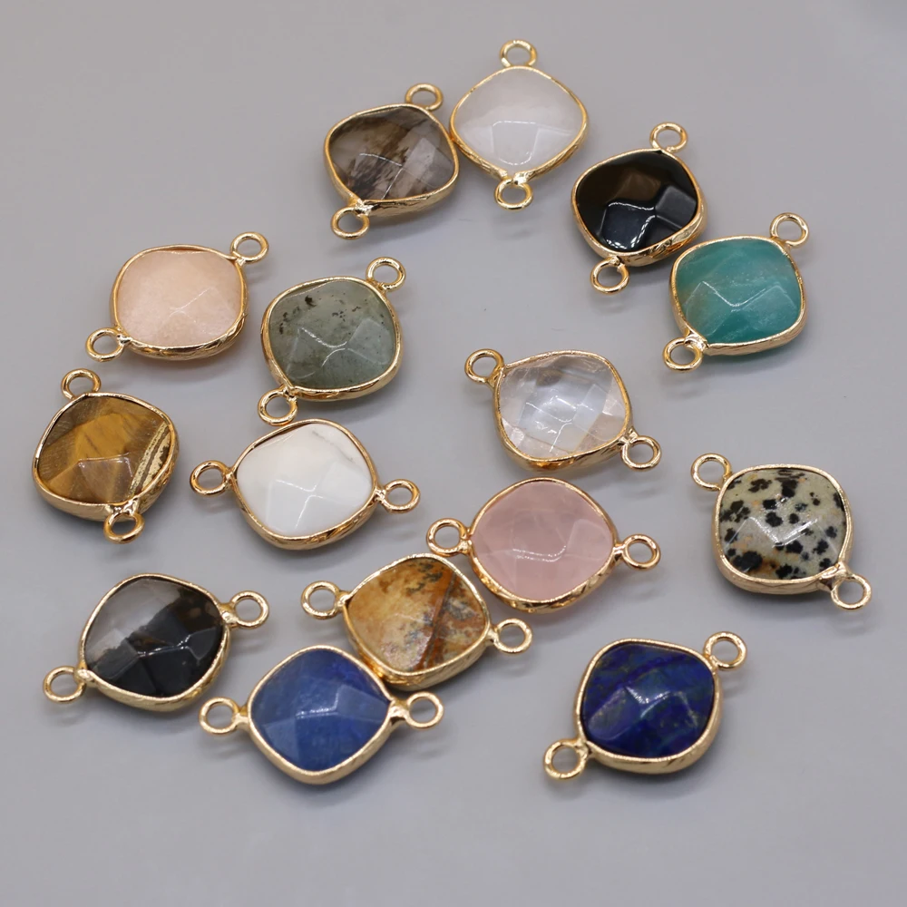 

5 PCS Natural Semi-precious Stone Pendants Connector Amazonite Rose Quartz for DIY Jewelry Making Necklace Gift Handmade