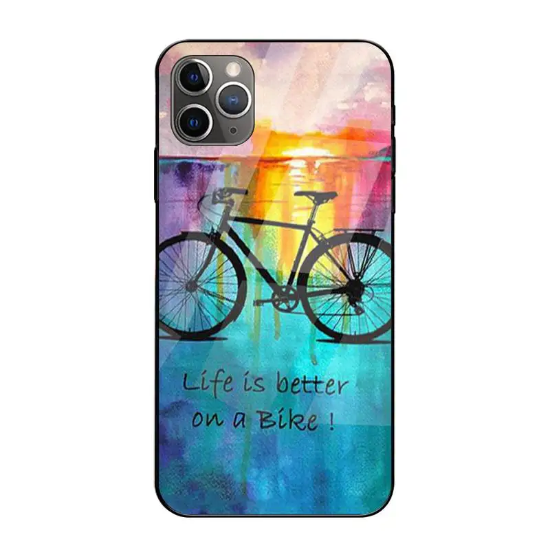 

0 BIKE CYCLING Art Phone Case Tempered Glass For Iphone 6 6s 7 8 Plus XR X XS 11 12 Pro Max