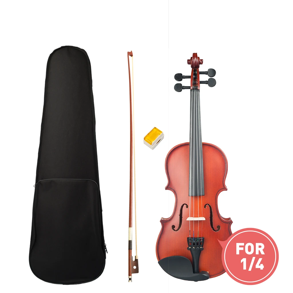 Enlarge NEW 1/4 Violin Matte Violin W/Case+Bow+Rosin Set For Biginner Violin Learner Natural Color Violin/Fiddle