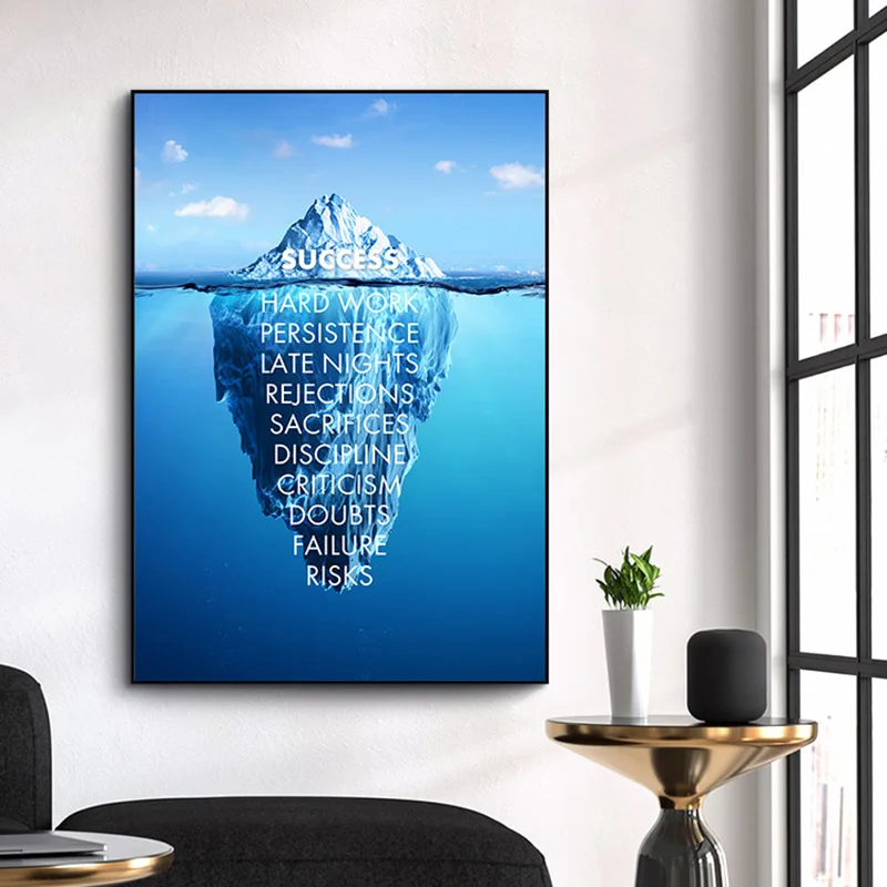 

Inspiration Artwork Iceberg of Success Quote Canvas Art Posters Nordic Wall Art Paintings on The Wall Cuadros Picture Home Decor