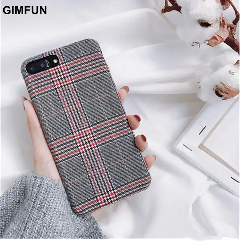 Gimfun осенний теплый плюшевый чехол в клетку для Iphone Xsmax простой тканевый мягкий чехол из ТПУ для Iphone 7 8 6s Plus X Xr 11 Pro Max - Цвет: 5