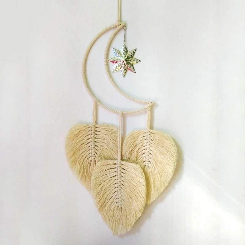 

Boho Стиль Луна гобелен из макраме в богемном стиле из чистого хлопка листья стене висит украшения для домашнего декора вечерние ясли