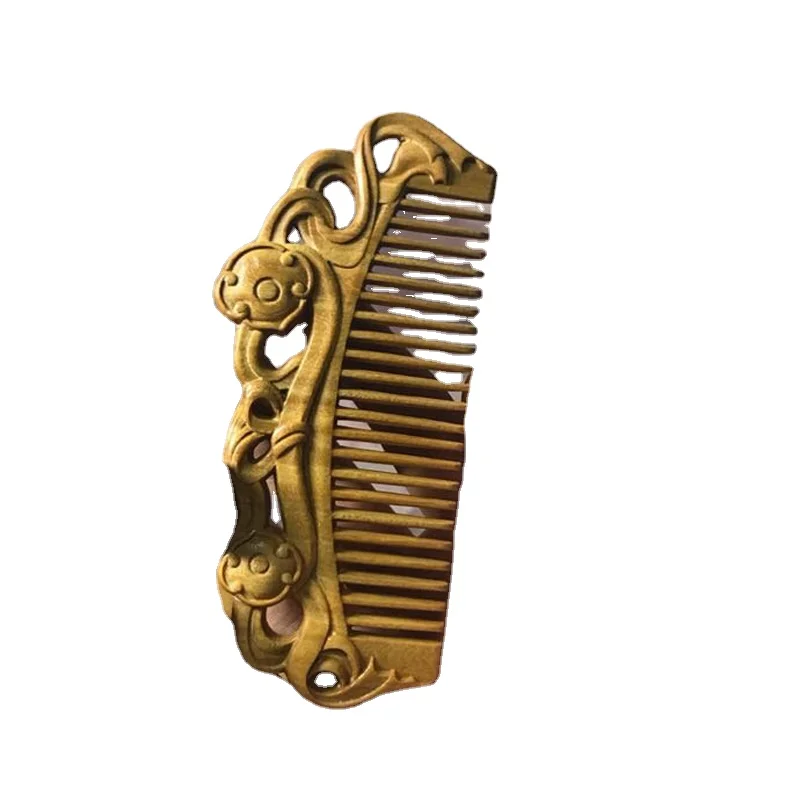

Argentina Green Sandalwood Fragrance Double-sided Carved Wooden Comb Anti-static Wood Craft Travel Portable