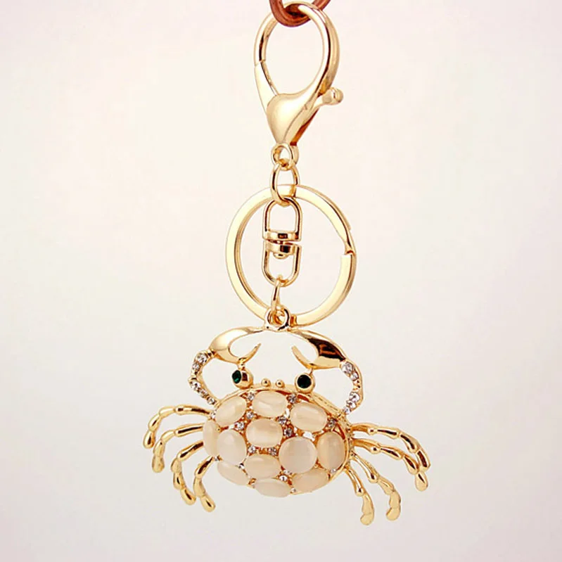 Стразы-брелок для ключей с кристаллами в виде краба кольцо подвеска сумки