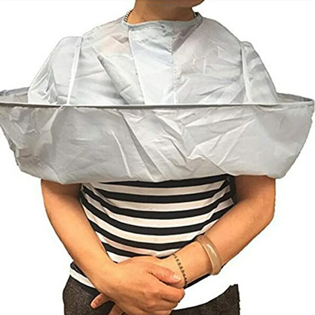 Capa de corte de pelo capa de paraguas plegable para adultos, impermeable, para sal&oacute;n en casa, peluquero, capa de peluquer&iacute;a mediana, gris-0