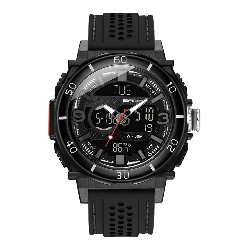 All Black SANDA, новинка, спортивные часы для мужчин, Лидирующий бренд, 50 м, водонепроницаемые, военные, кварцевые, цифровые наручные часы для мужчин, s, повседневные часы, relogio masculino - Цвет: All Black