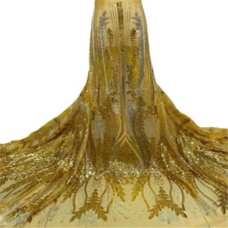 

White Hot Sale Nigeria Sequin Lace Fabrics Best Quality African French Tulle Mesh Lace Fabric for Bridal Material 5Yards green