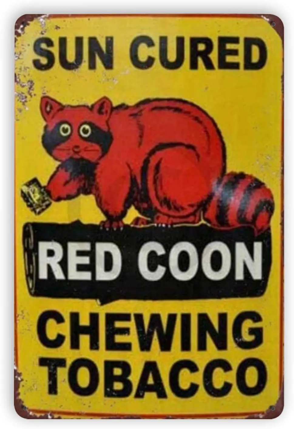 Ovonetune Sun Cured red Coon Vintage Metal Tin Signs, Retro Art Tin Sign Decorations Plaque fo Bars Club Cafe Home Kitchen