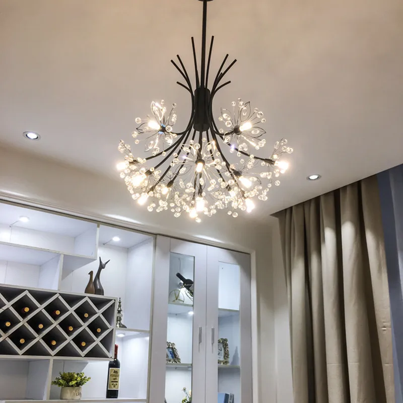 

Nordic Modern Loft Art Chandelier Crystal Dandelion Warm Bedroom Living Room Cafe G4 Led Hanging Light Fixtures Free Shipping