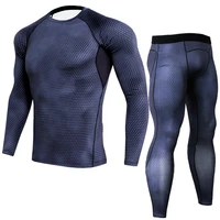2 pcsset mens tracksuit gym fitness compression sports suit running jogging sport wear mma tactical underwear warm sweat suit