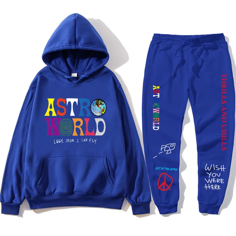 

Travis scott sweatshirt set with blouse + men's pants, sweatshirt set with hooded jacket with astroworld print hope you are here