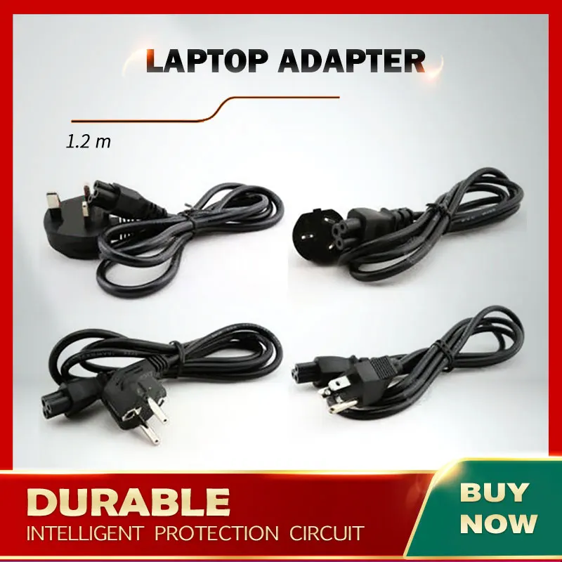 

4ft 1.2m AC Power Cable Cord For Laptop Adapter Monitor Order With Adapter