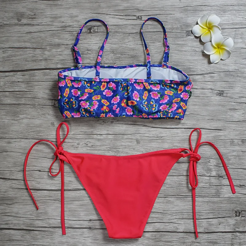 Женский купальник размера плюс новинка 2021 бикини с высокой талией и цветочным