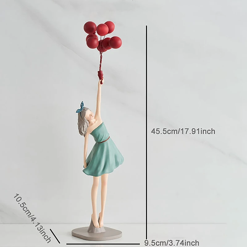 

Nordic Resin Balloon Girl Sculpture Ornaments Living Room Bedroom Balloon Resin Desktop Crafts Decoration