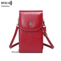 high quality rfid anti theft shoulder bags mini retro fashion handbags pu luxury leather wallets for women oil leather phone bag