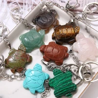 natural crystal stone turtle shape pendant car keychaim ladies mens bag decoration keychaim buckle holder christmas gift