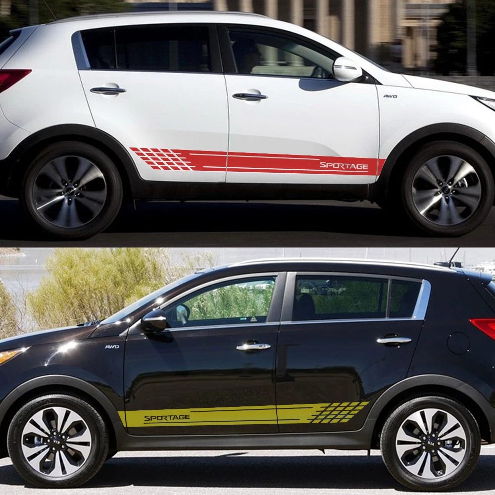 2 шт. наклейки на автомобильные двери и боковые юбки для Kia Sportage 3 4 QL