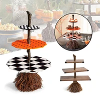 three tier snack rack creative resin broom ornament novelty halloween party supplies for home living room bar ali88