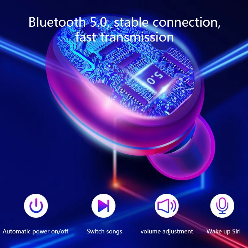 Bluetooth наушники TWS, беспроводные Bluetooth наушники, стерео гарнитура, Bluetooth наушники с микрофоном и зарядкой