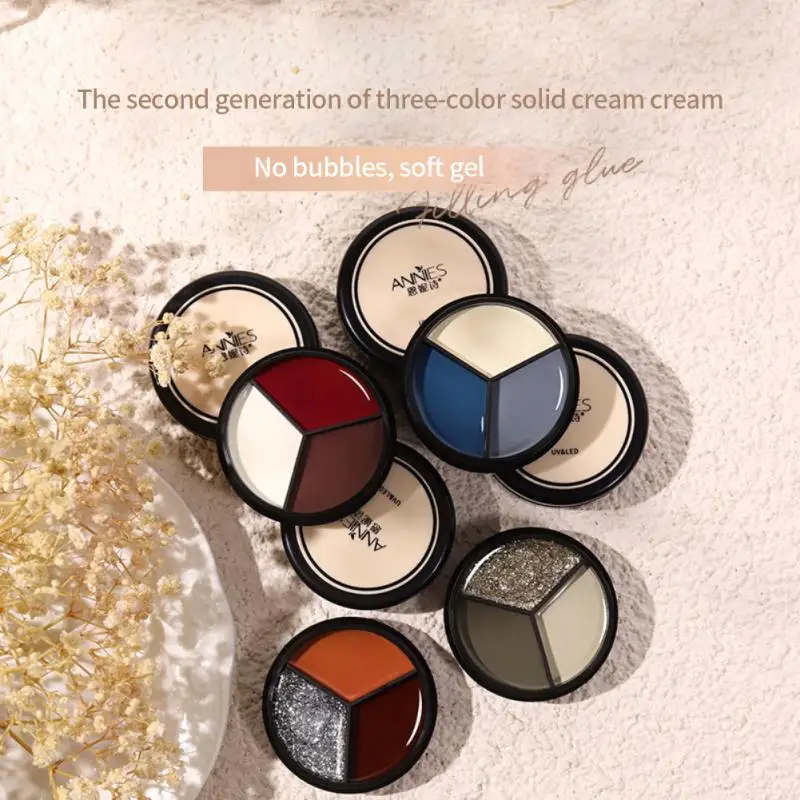 

New Japanese Canned Nail Polish Autumn Winter Popular Tricolor Solid Glue Nail Polish Long Lasting Solid Color UV LED Nail Gel