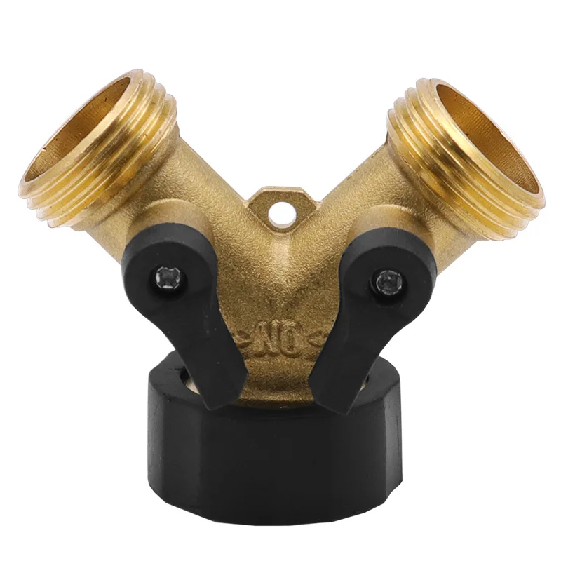 Шланг разделитель труб 3/4 дюйма Латунь Садовый двойной проход шаровой кран