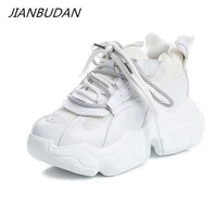 jianbudan 2022 spring womens shoes chunky sneaker height increasing breathable mesh platform casual shoes autumn women sneakers