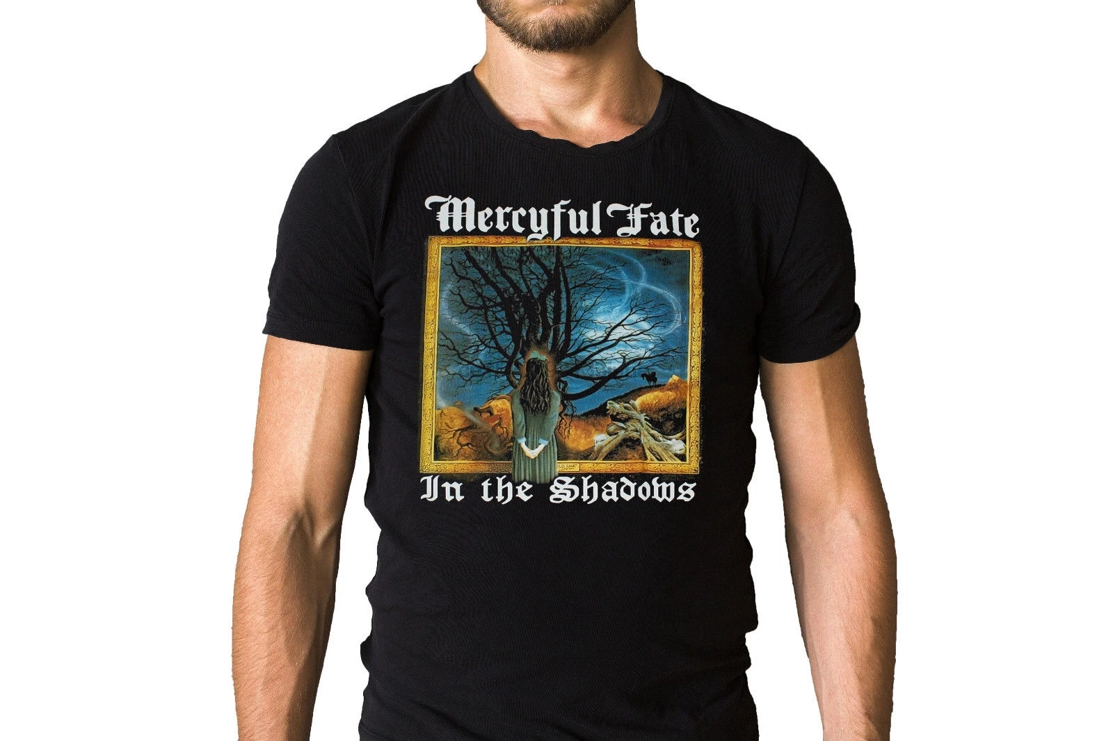 

Mercyful Fate In The Shadows 1993 Album Cover T-Shirt Short Sleeve Hip Hop Tee T Shirt Top Tee Plus Size Cool Casual