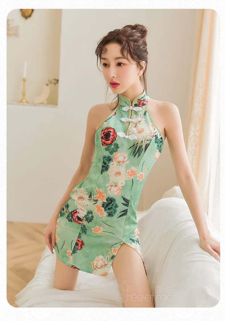 Без рукавов сексуальное с открытыми плечами Qipao женское китайский стиль
