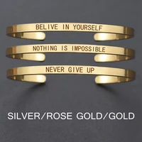 quotations never give up inspirational stainless steel carved bracelet life quotes jewelry hand carved bracelet