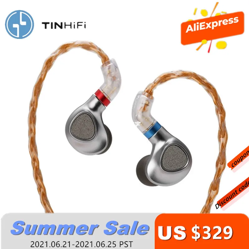 TINHiFi P2 2 го поколения Плоские наушники металлические вкладыши HIFI музыкальный