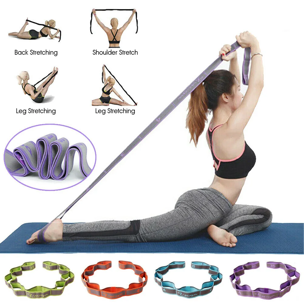 Yoga Stretch Band Pull Strap Belt Elastic Fitness Dance Exercise Home Yoga With 9 Segments For Home Children Adults Easy Clean