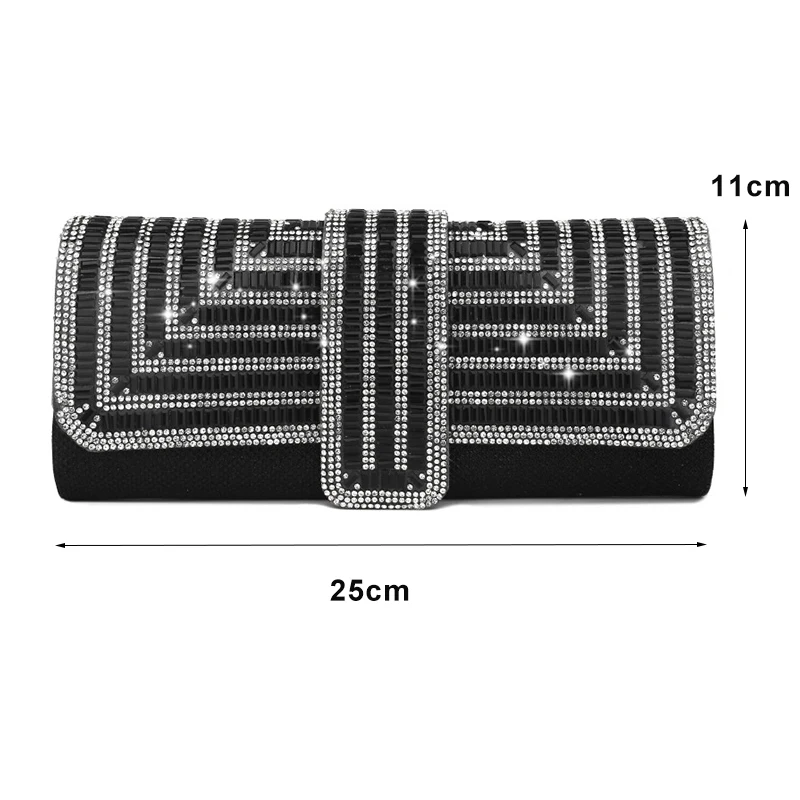 

Black Clutch Purse and Handbag Women Party Evening Bag Luxury Rhinestone Wedding Clutch Female Envelop Shoulder
