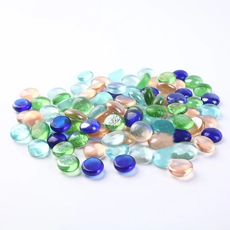 100 г разноцветные стеклянные драгоценные камни галечные камни плоские  шарики для украшения ВАЗ DIY Декор аквариума | AliExpress